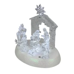LED Lighted Christmas Nativity Scene - 7.5" - Pure White