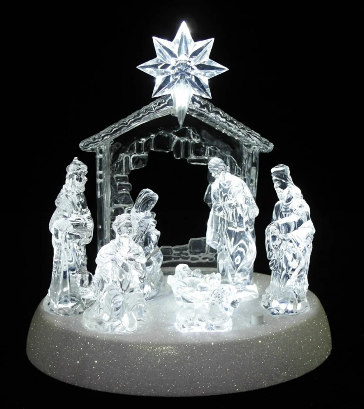 LED Lighted Christmas Nativity Scene - 7.5" - Pure White
