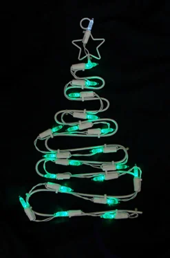 LED Lighted Christmas Tree Window Silhouette Decoration - 12.5" - Green Lights