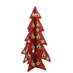 LED Lighted Christmas Tree with Ornaments Decoration - 28" - Gold and Red