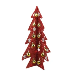LED Lighted Christmas Tree with Ornaments Decoration - 28" - Gold and Red