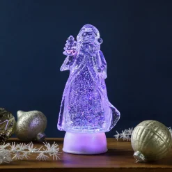 LED Lighted Color Changing Acrylic Santa Claus Christmas Decoration - 10"