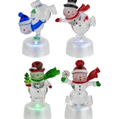 LED Lighted Color Changing Snowmen Acrylic Christmas Decorations - 4.25" - Set of 4