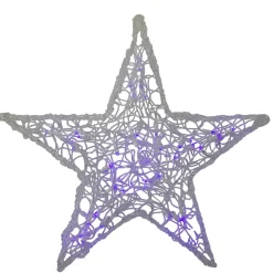 LED Lighted Color Changing Spun Glass Hanging Star Christmas Decoration - 24"