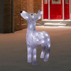 LED Lighted Commercial Grade Acrylic Reindeer Outdoor Christmas Decoration - 15" - Pure White Lights