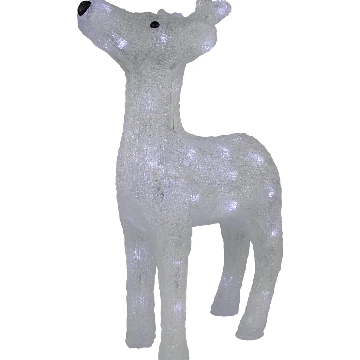 LED Lighted Commercial Grade Acrylic Reindeer Outdoor Christmas Decoration - 15" - Pure White Lights