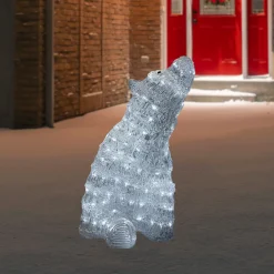 LED Lighted Commercial Grade Acrylic Polar Bear Outdoor Christmas Decoration - 18.5" - Pure White Lights