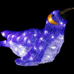 LED Lighted Commercial Grade Acrylic Swimming Penguin Outdoor Christmas Decoration - 16" - Pure White Lights