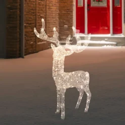 LED Lighted Commercial Grade Acrylic Reindeer Outdoor Christmas Decoration - 46.5" - Warm White Lights