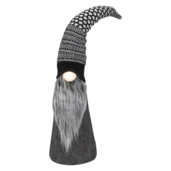 LED Lighted Cone Gnome with Knitted Hat Christmas Figure - 20" - Black and White