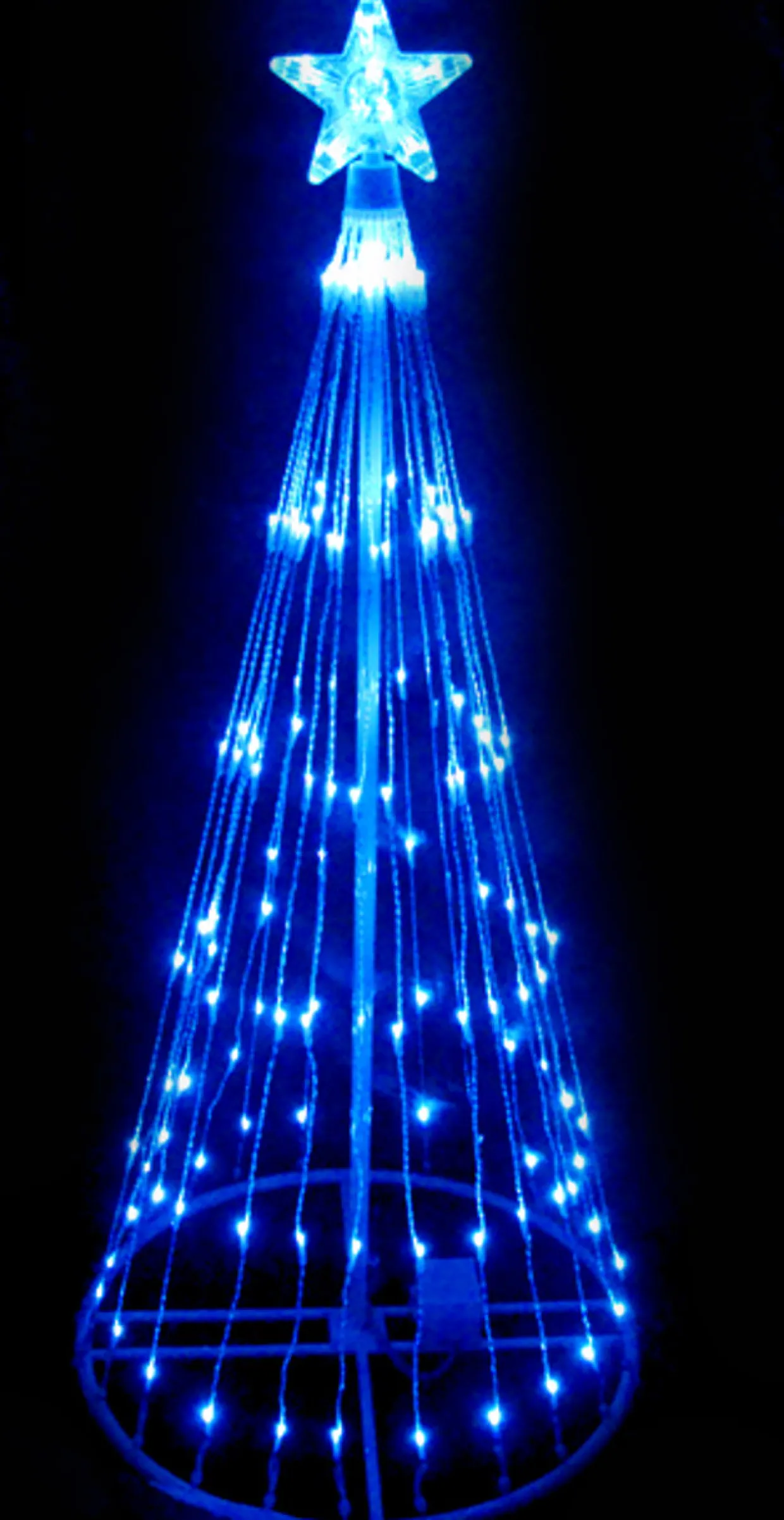 LED Lighted Cone Tree with Star Outdoor Christmas Decoration - 4' - Blue Lights