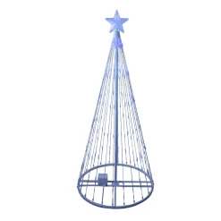 LED Lighted Cone Tree with Star Outdoor Christmas Decoration - 4' - Blue Lights