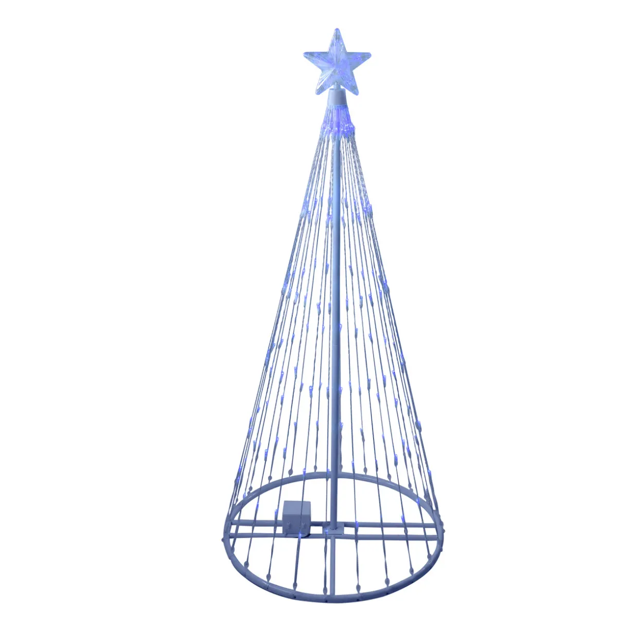 LED Lighted Cone Tree with Star Outdoor Christmas Decoration - 4' - Blue Lights