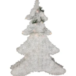 LED Lighted 2D Tinsel and Pine Christmas Tree Decoration - 27.5