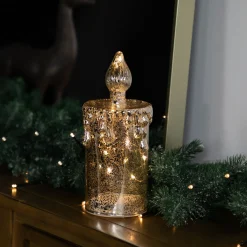 LED Lighted Dripping Mercury Candle Christmas Decoration - 8.75" - Gold