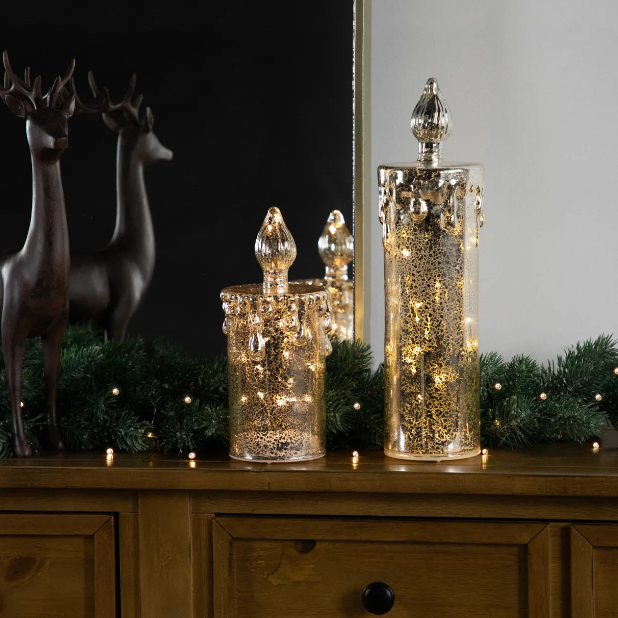 LED Lighted Dripping Mercury Candle Christmas Decoration - 8.75" - Gold