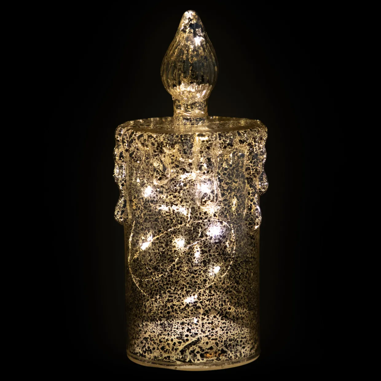 LED Lighted Dripping Mercury Candle Christmas Decoration - 8.75" - Gold