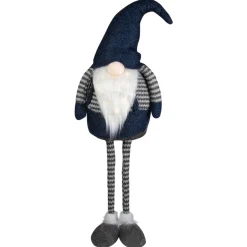 LED Lighted Extendable Gnome Christmas Figure - 41" - Blue and Gray