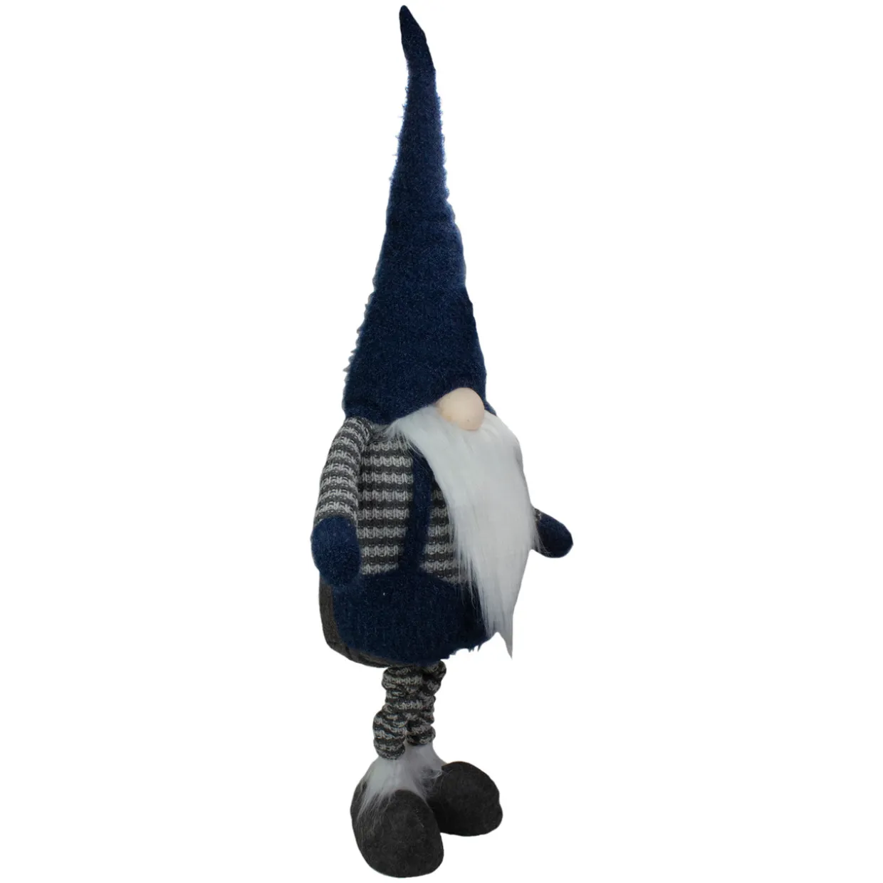LED Lighted Extendable Gnome Christmas Figure - 41" - Blue and Gray
