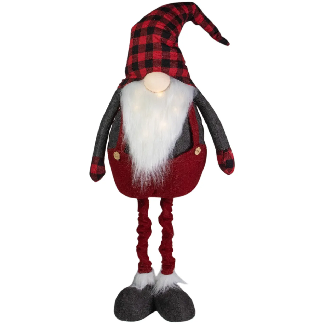 LED Lighted Extendable Plaid Gnome Christmas Figure - 41"