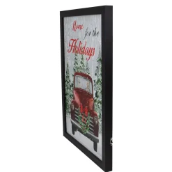 LED Lighted Framed Vintage Truck Christmas Wall Canvas - 15.75" - Black