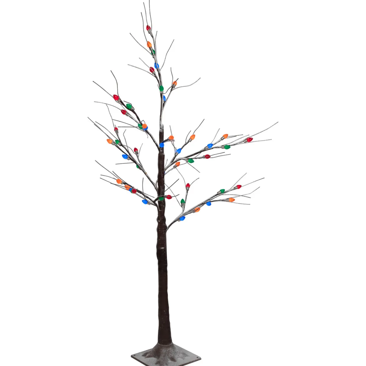 LED Lighted Frosted Christmas Twig Tree - 4' - Brown - Multi-Color lights