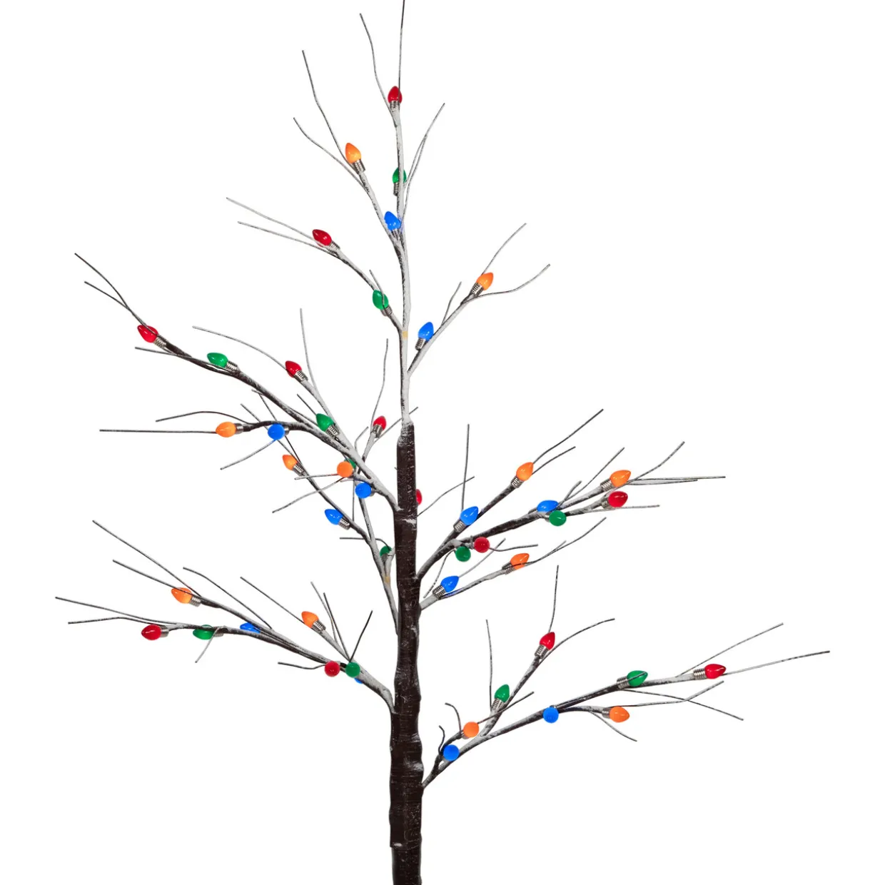 LED Lighted Frosted Christmas Twig Tree - 4' - Brown - Multi-Color lights