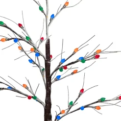 LED Lighted Frosted Christmas Twig Tree - 4' - Brown - Multi-Color lights