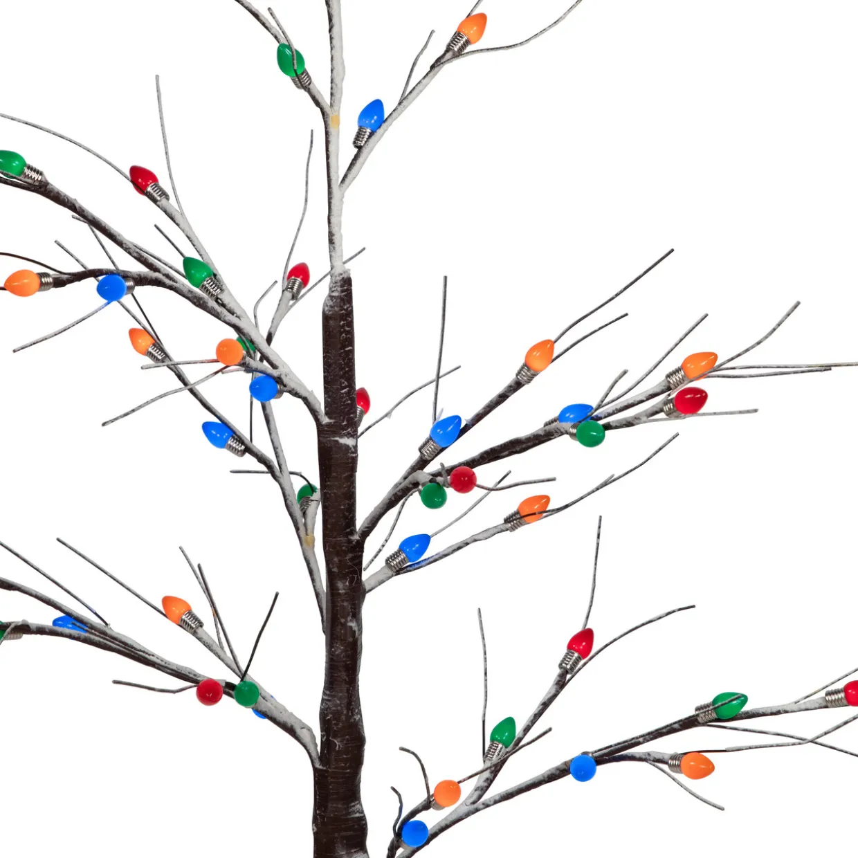 LED Lighted Frosted Christmas Twig Tree - 4' - Brown - Multi-Color lights