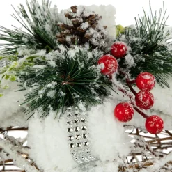 LED Lighted Gift Boxes with Pine and Berries Christmas Decorations - 9.75