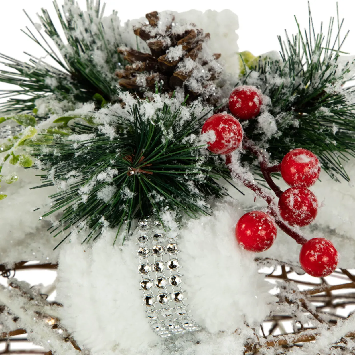 LED Lighted Gift Boxes with Pine and Berries Christmas Decorations - 9.75" - Set of 3