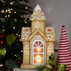 LED Lighted Gingerbread House with Icing Accents Christmas Decoration - 16"
