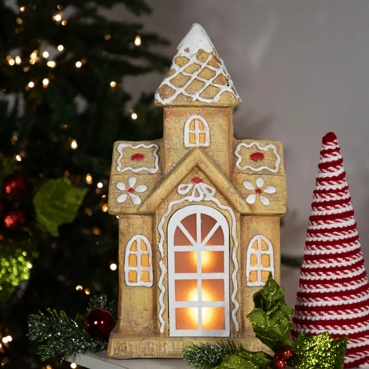 LED Lighted Gingerbread House with Icing Accents Christmas Decoration - 16"
