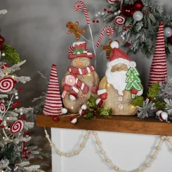 LED Lighted Gingerbread Snowman with Lollipop Christmas Figure - 15.5