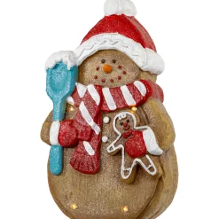 LED Lighted Gingerbread Snowman with Cookie Christmas Figure - 15.75