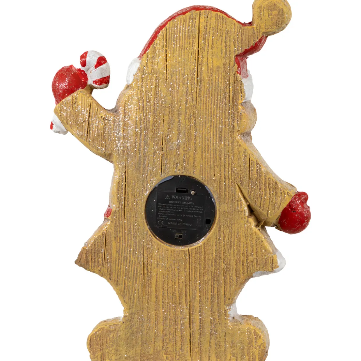 LED Lighted Gingerbread Santa with Candy Cane Christmas Figure - 15"