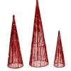 LED Lighted Glitter Cone Tree Outdoor Christmas Decorations - 23.5" - Set of 3