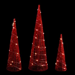 LED Lighted Glitter Cone Tree Outdoor Christmas Decorations - 23.5