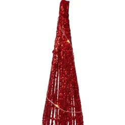 LED Lighted Glitter Cone Tree Outdoor Christmas Decorations - 23.5