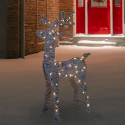LED Lighted Glitter Reindeer Outdoor Christmas Decoration - 39.5" - Warm White