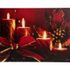 LED Lighted Glitter Striped Candles with Poinsettia Christmas Wall Art - 12" x 15.75"