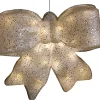 LED Lighted Glittered Bow Christmas Decoration - 16" - Warm White Lights
