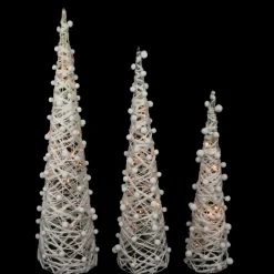 LED Lighted Glittered Cone Tree Christmas Decorations - 39.25