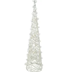 LED Lighted Glittered Cone Tree Christmas Decorations - 39.25