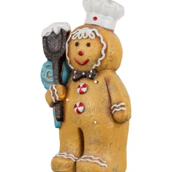 LED Lighted Glittered Gingerbread Snowman Chef Christmas Figure - 17.5