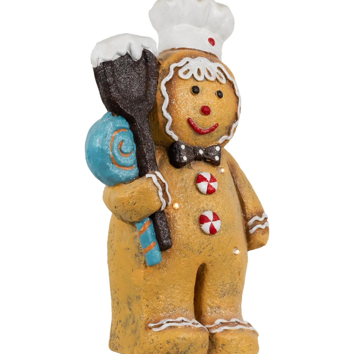 LED Lighted Glittered Gingerbread Snowman Chef Christmas Figure - 17.5"