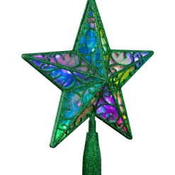 LED Lighted Glittered Star Christmas Tree Topper - 11