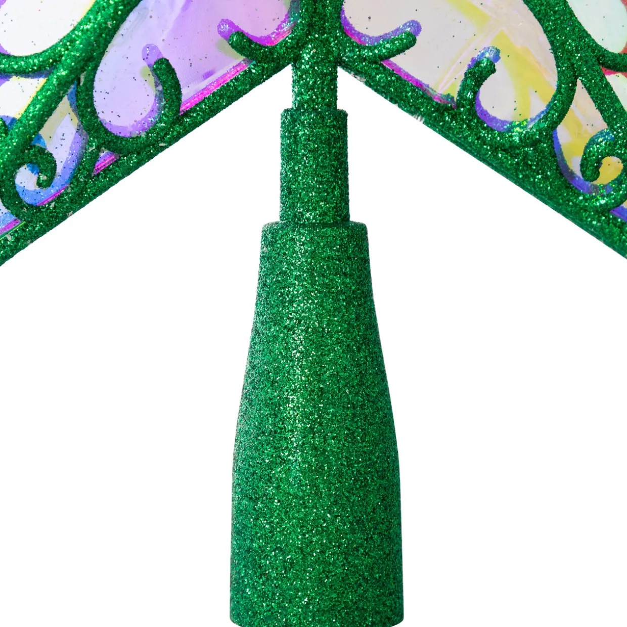 LED Lighted Glittered Star Christmas Tree Topper - 11" - Green - Multicolor Lights