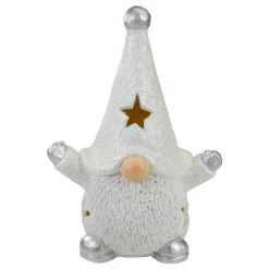 LED Lighted Gnome Christmas Decoration - 17" - White and Gray