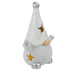 LED Lighted Gnome Christmas Decoration - 17" - White and Gray